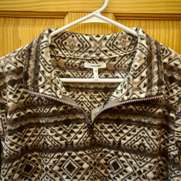 New With Tags Maurices Quarter Zip Jacket in Brown Southwestern Pattern, Large - Picture 7 of 7